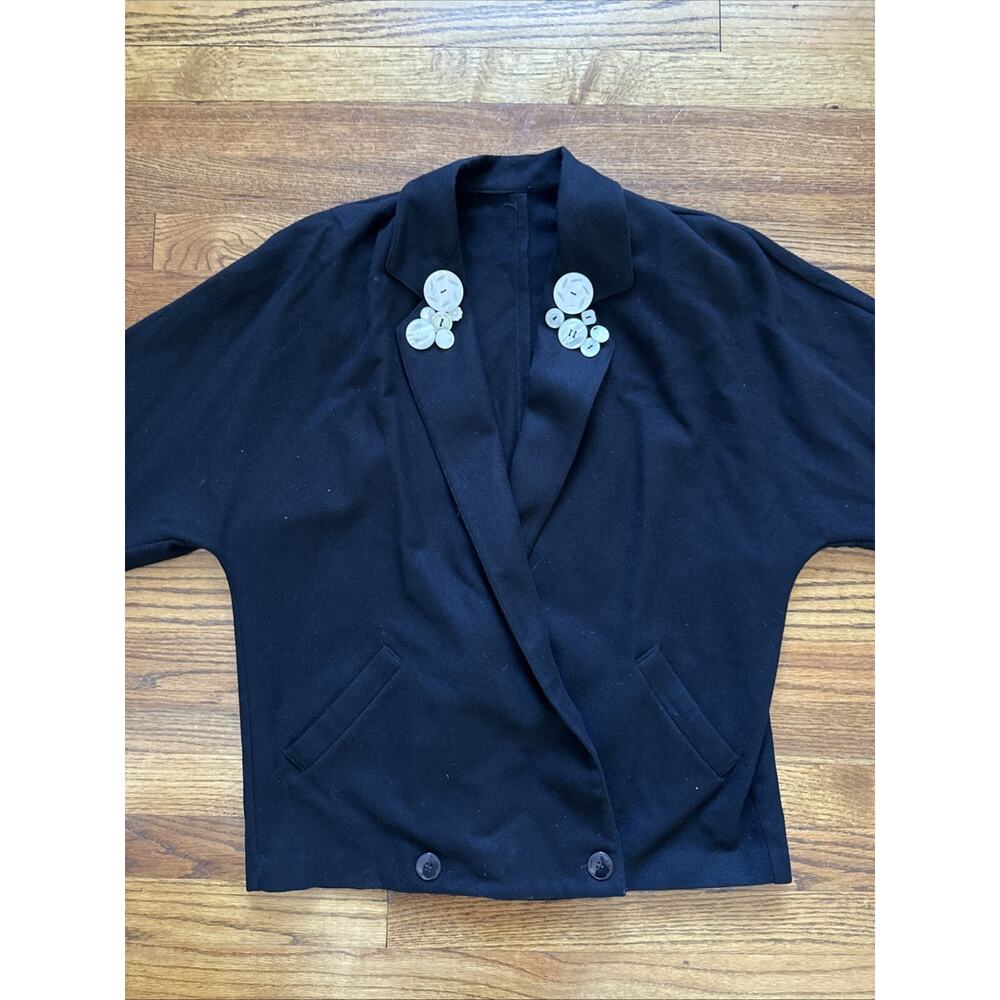 FINITY Blazer Jacket Womens 8 Wool Cropped Button Up Black USA